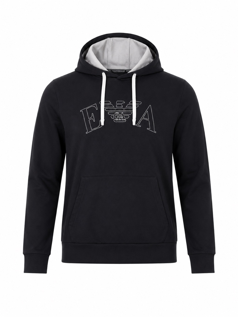 Emporio Armani Black Logo Hoodie Mens L Streetwear Pullover Luxury EA Hoodie